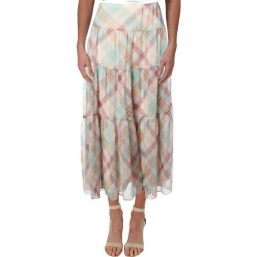 Lauren by Ralph Lauren Pauldina Tiered Plaid Skirt